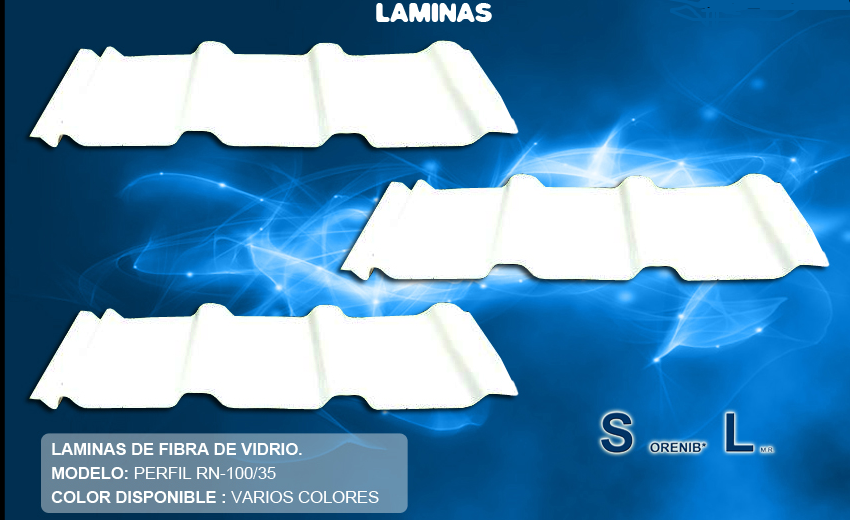 SUPER LAMINAS TAPATIAS LAMINA DE FIBRA DE VIDRIO RN-100/35
